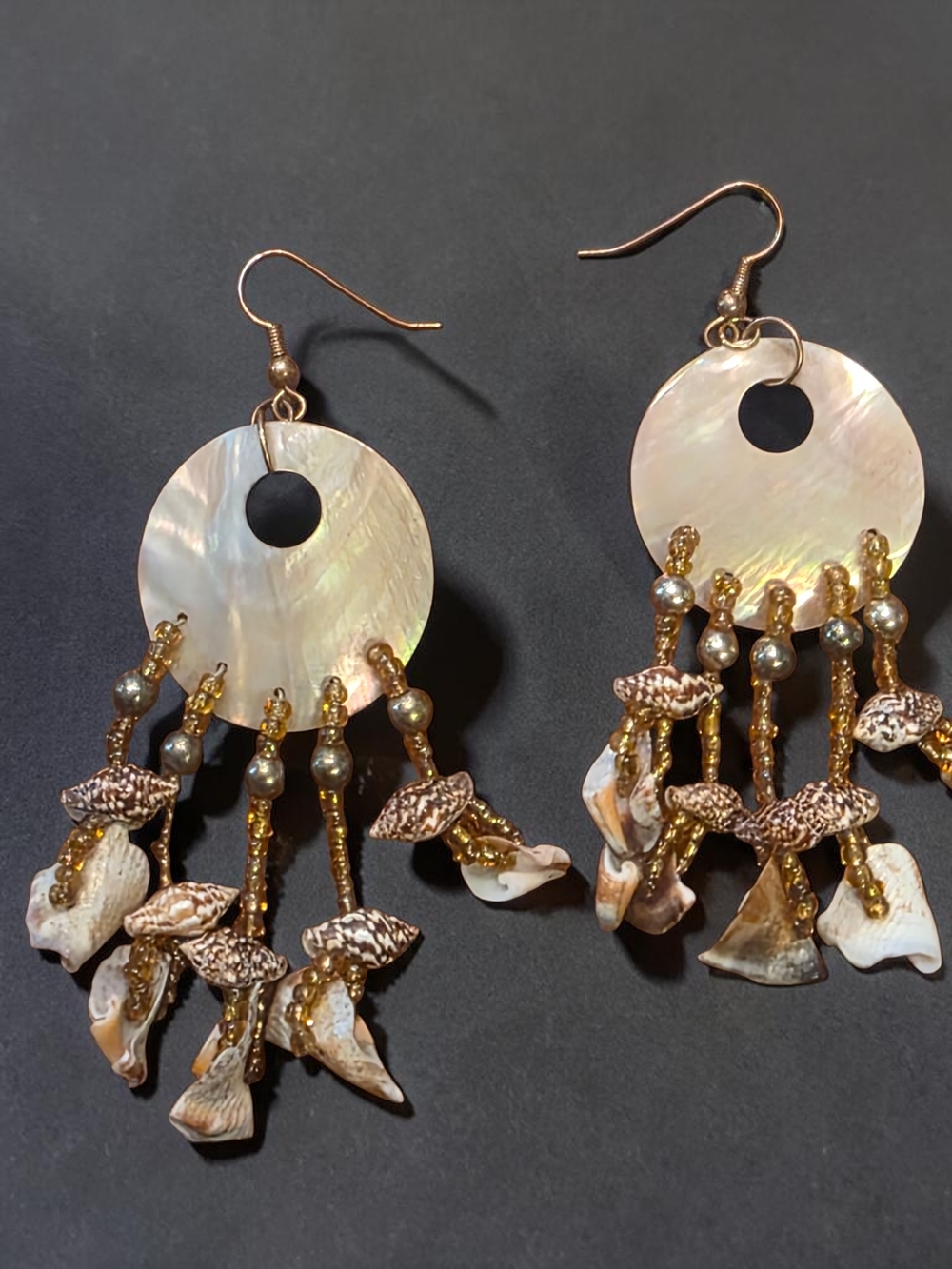 Boho Mother of Pearl Shell Dangle Chandelier Earrings